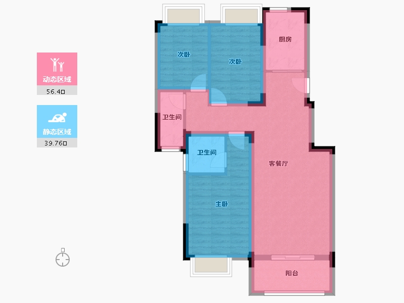 湖北省-武汉市-洺悦华府-85.51-户型库-动静分区