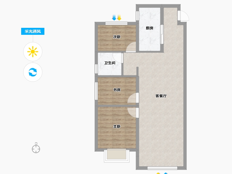 黑龙江省-哈尔滨市-金地峯范-69.65-户型库-采光通风