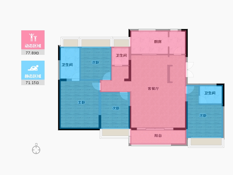 江苏省-徐州市-美的天誉-135.20-户型库-动静分区