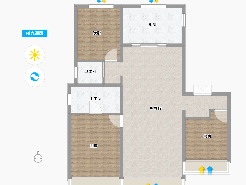 黑龙江省-哈尔滨市-中海文昌府-111.20-户型库-采光通风