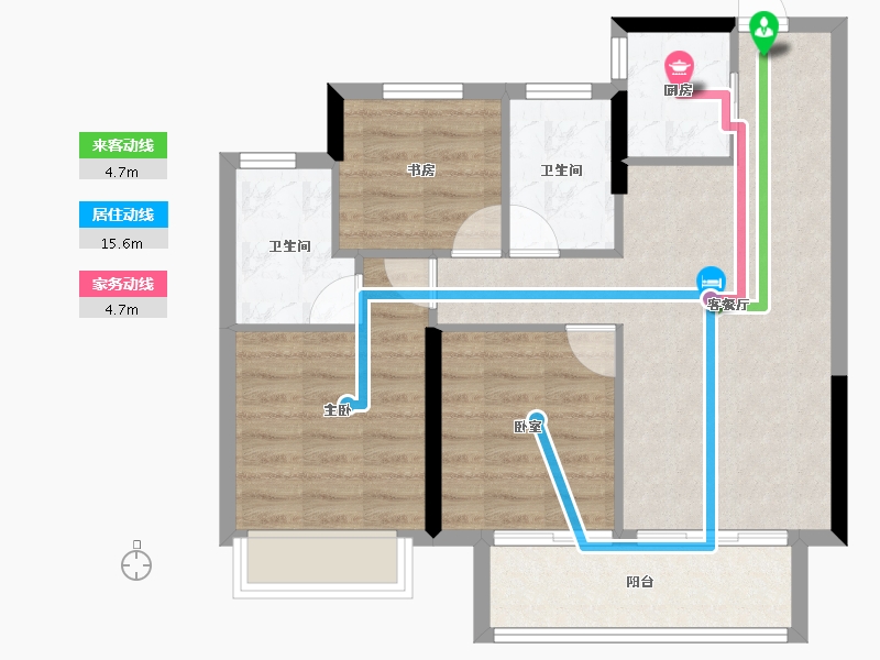 浙江省-嘉兴市-春风印月里-70.40-户型库-动静线