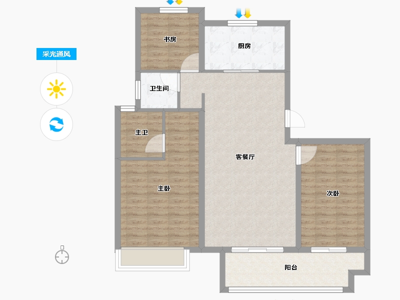 浙江省-湖州市-织里吾悦广场-96.19-户型库-采光通风