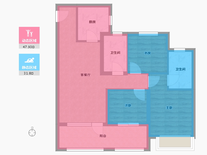 山东省-青岛市-和达·正阳北岸-70.83-户型库-动静分区