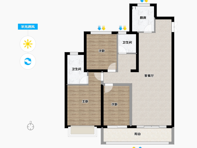 河北省-石家庄市-东胜紫御康城-100.78-户型库-采光通风