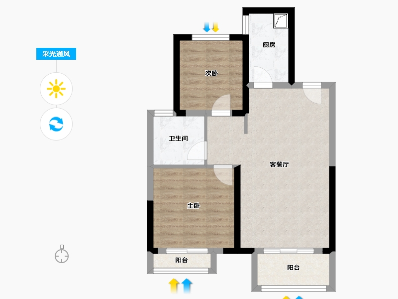 河北省-廊坊市-合生龙河湾壹号-62.40-户型库-采光通风