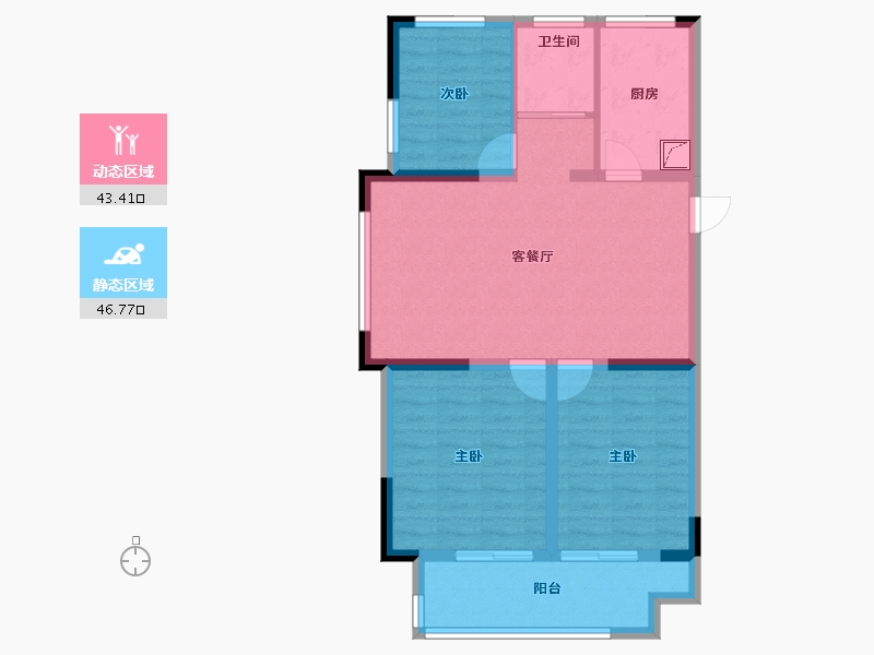 安徽省-蚌埠市-美居•天公河畔-80.62-户型库-动静分区