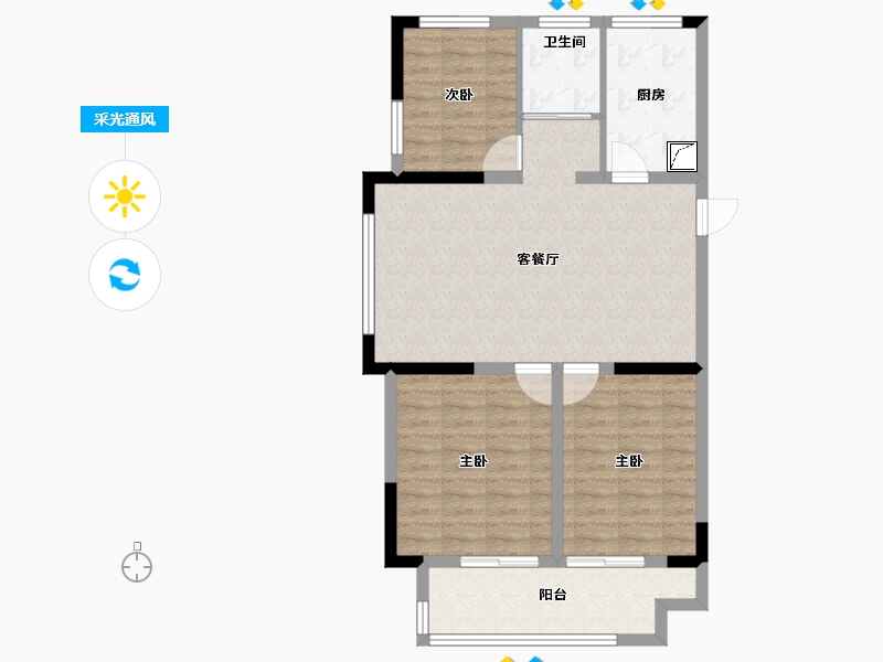 安徽省-蚌埠市-美居•天公河畔-80.62-户型库-采光通风