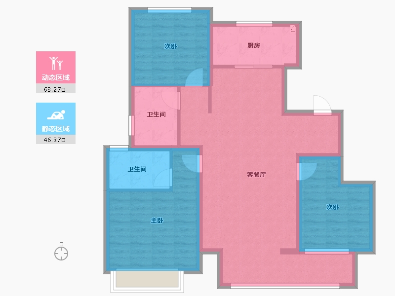 山东省-淄博市-新城悦隽江山-98.23-户型库-动静分区