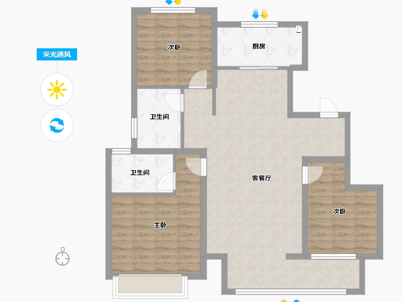 山东省-淄博市-新城悦隽江山-98.23-户型库-采光通风