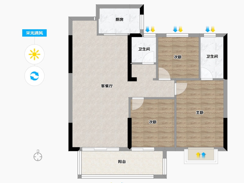 湖北省-宜昌市-中一厚德首府-87.99-户型库-采光通风