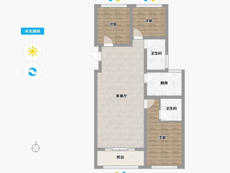 河北省-石家庄市-诚园-81.81-户型库-采光通风