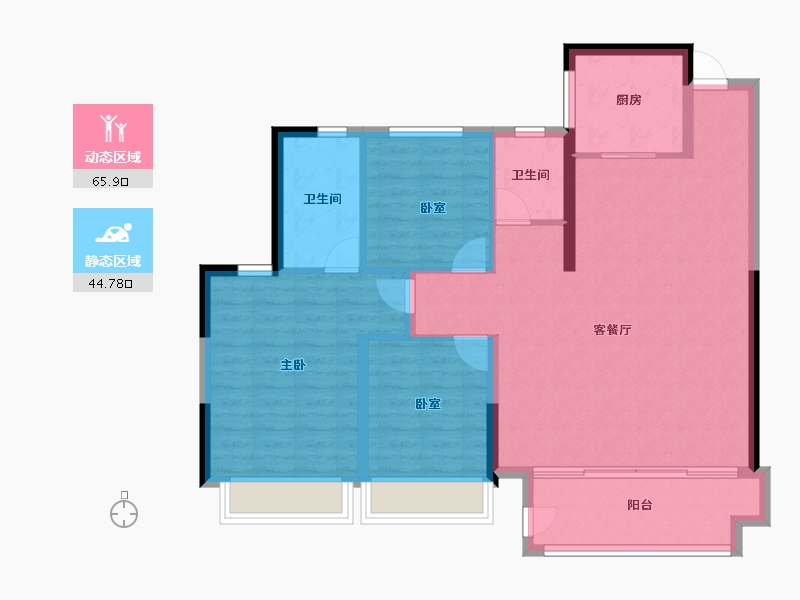 陕西省-渭南市-合创·珑府-100.80-户型库-动静分区