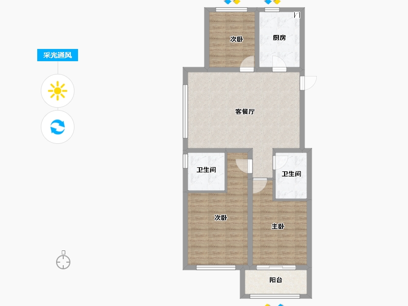 河北省-石家庄市-诚园-86.93-户型库-采光通风