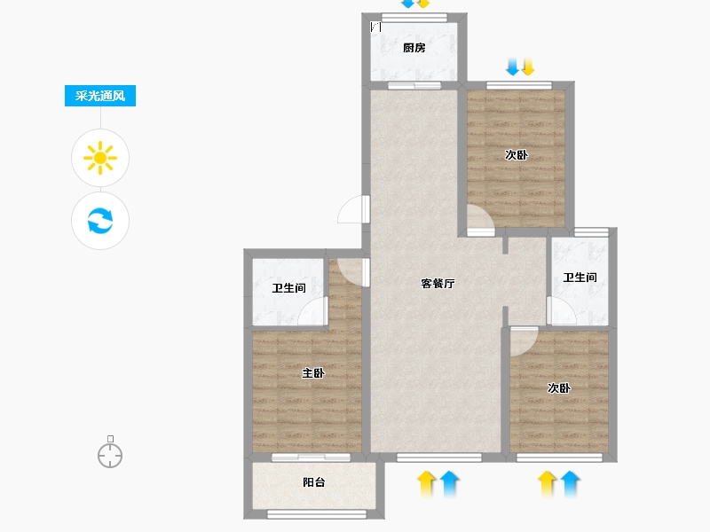 河北省-石家庄市-诚园-86.16-户型库-采光通风