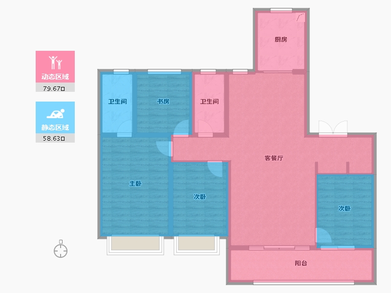 山东省-淄博市-万科翡翠东第-124.68-户型库-动静分区