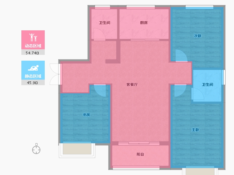 山东省-淄博市-荣盛花语江南-90.48-户型库-动静分区