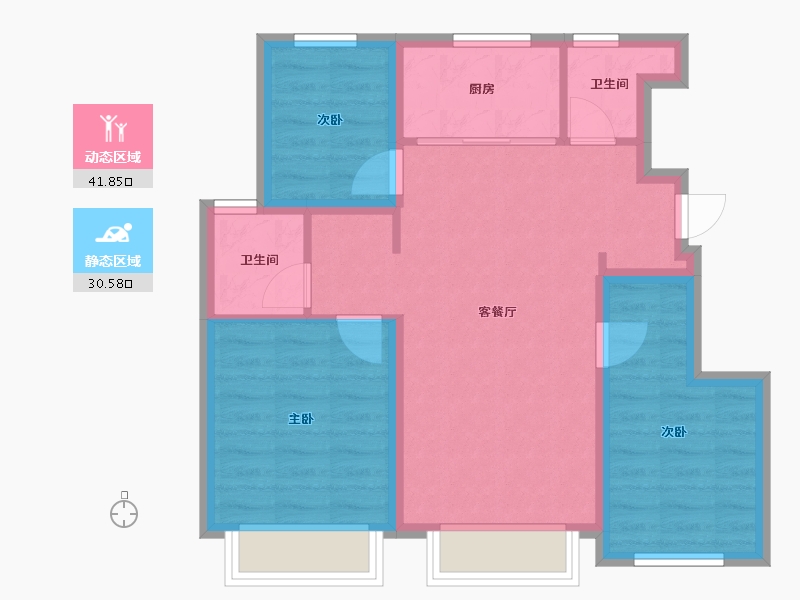 北京-北京市-万科翡翠山晓三期-72.93-户型库-动静分区