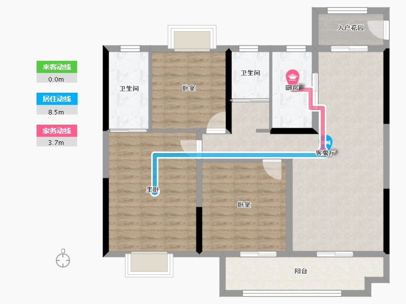 湖北省-黄冈市-卓尔·黄冈客厅-100.47-户型库-动静线