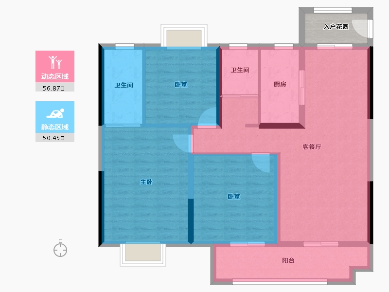 湖北省-黄冈市-卓尔·黄冈客厅-100.47-户型库-动静分区