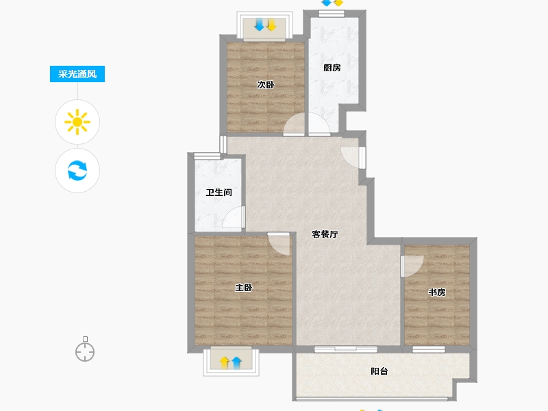 江苏省-淮安市-春和园-82.67-户型库-采光通风