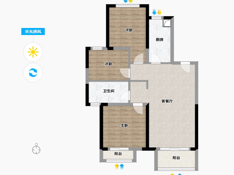 河北省-廊坊市-合生龙河湾壹号-77.60-户型库-采光通风