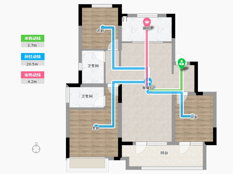 山东省-淄博市-文昌湖中海璞樾-88.04-户型库-动静线