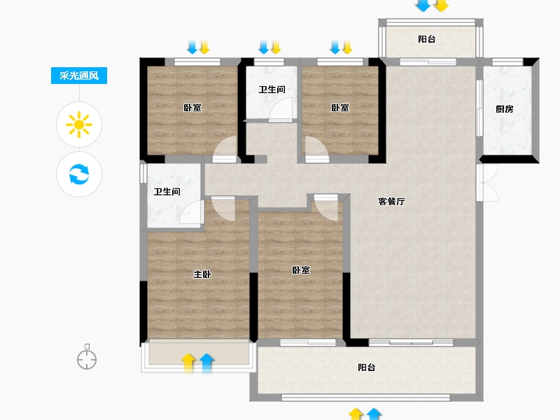 河南省-漯河市-鲁明颐和府-110.84-户型库-采光通风