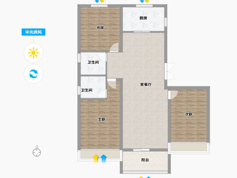 河南省-安阳市-国宾府-108.70-户型库-采光通风