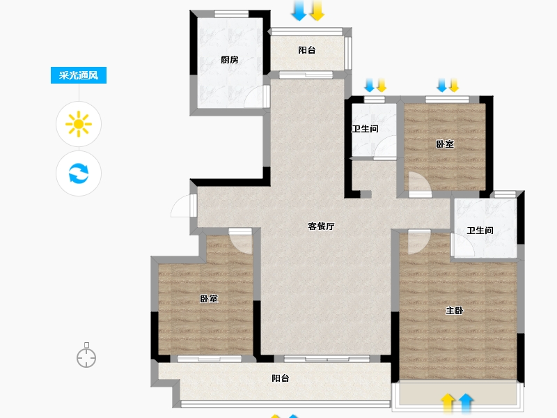 河南省-漯河市-鲁明颐和府-109.85-户型库-采光通风