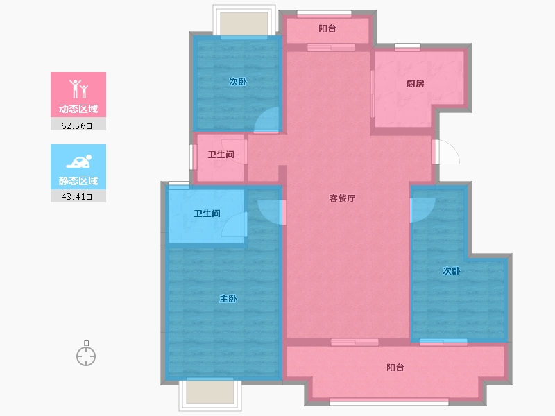 湖北省-黄冈市-麻城升华·翡翠一品-94.65-户型库-动静分区