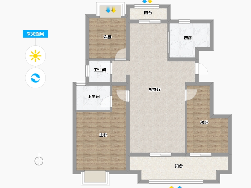 湖北省-黄冈市-麻城升华·翡翠一品-94.65-户型库-采光通风