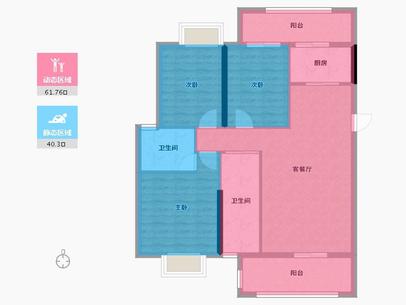 湖北省-黄冈市-麻城中乾融紫台-92.02-户型库-动静分区