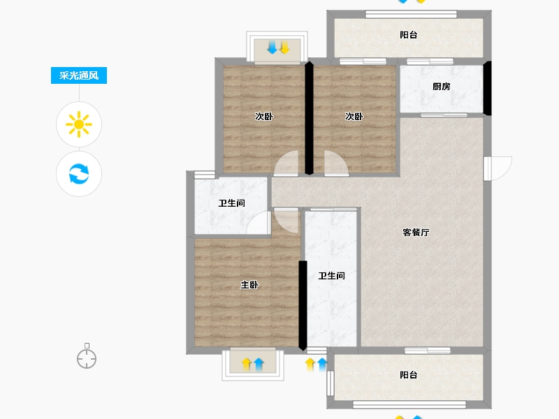 湖北省-黄冈市-麻城中乾融紫台-92.02-户型库-采光通风