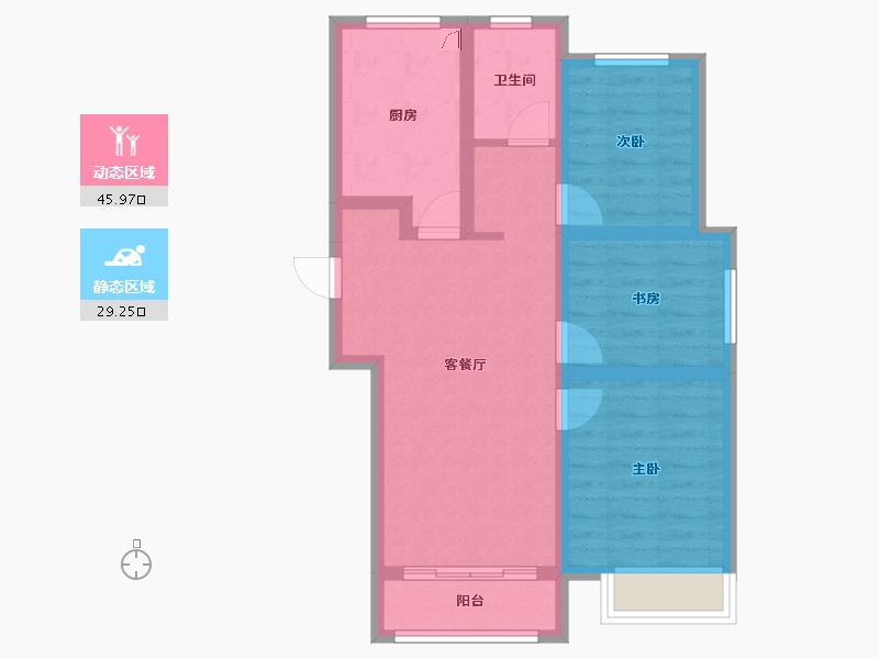 河北省-石家庄市-中国铁建益书苑-65.96-户型库-动静分区