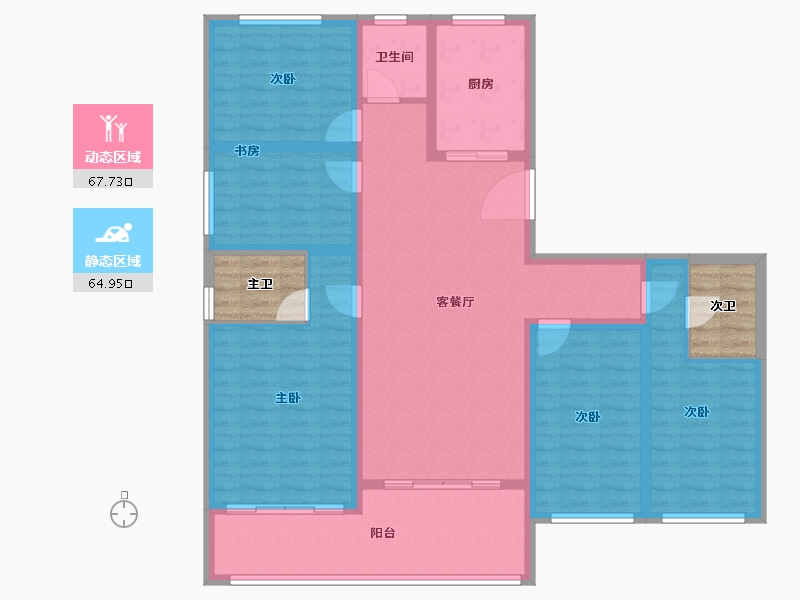 贵州省-黔南布依族苗族自治州-紫匀豪庭-126.34-户型库-动静分区