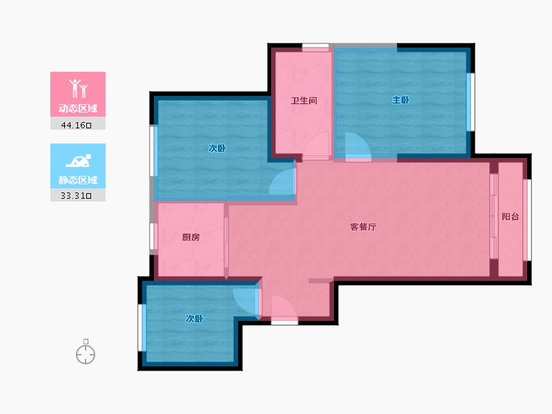 辽宁省-大连市-朗庭园-89.00-户型库-动静分区