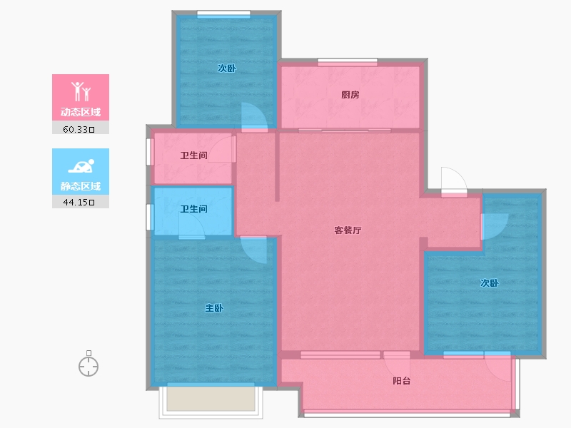 山东省-青岛市-旭辉银盛泰·正阳府-106.00-户型库-动静分区