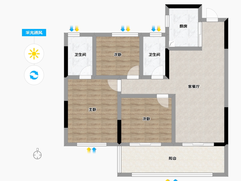 安徽省-安庆市-国建悦美城-87.54-户型库-采光通风