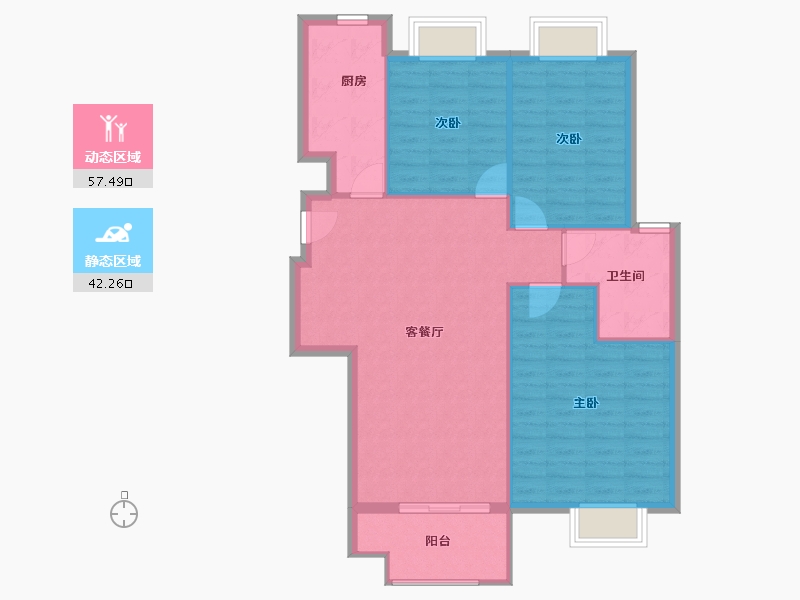 江苏省-淮安市-春和园-91.67-户型库-动静分区