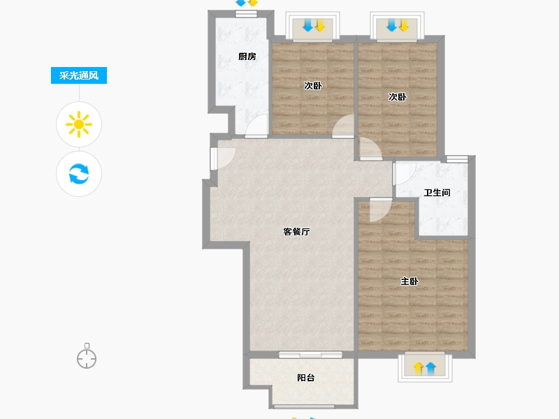 江苏省-淮安市-春和园-91.67-户型库-采光通风