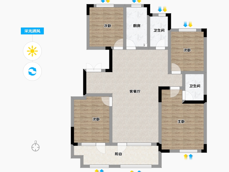 山东省-淄博市-恒信麓湖-110.55-户型库-采光通风