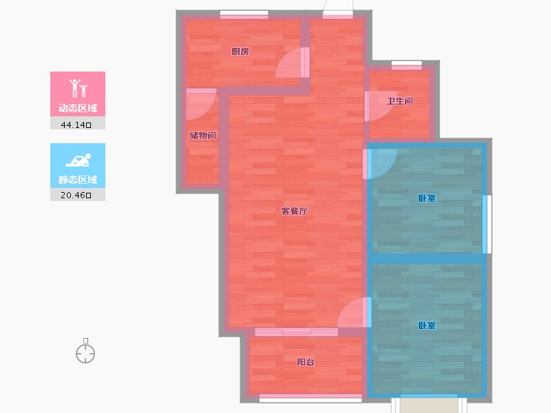 甘肃省-天水市-方大·皇城名府-56.72-户型库-动静分区