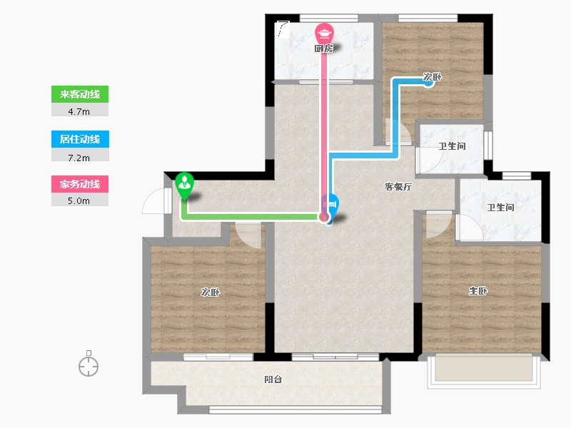 山东省-淄博市-明发桃花源著-95.97-户型库-动静线