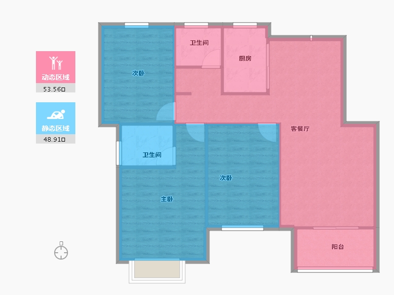 河南省-新乡市-天福九熙府-93.85-户型库-动静分区