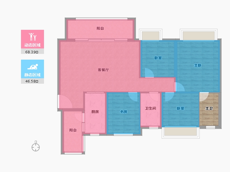 贵州省-黔南布依族苗族自治州-清鸥教育天地-108.75-户型库-动静分区