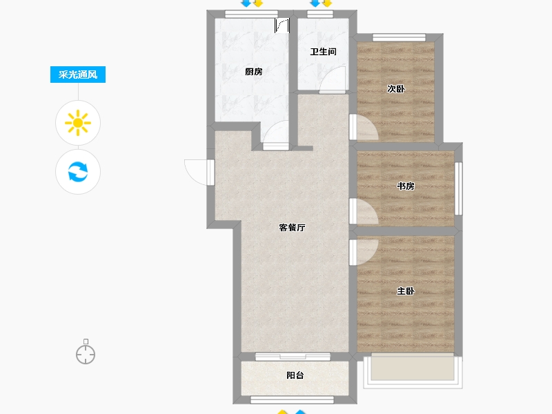 河北省-石家庄市-中国铁建益书苑-65.48-户型库-采光通风