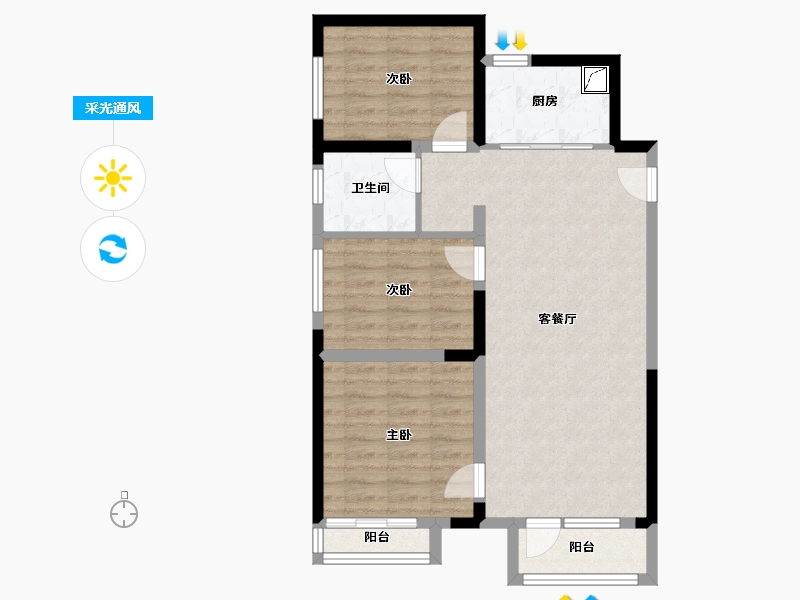 河北省-廊坊市-合生龙河湾壹号-76.80-户型库-采光通风