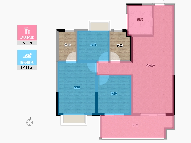 湖北省-宜昌市-保利山海大观-92.75-户型库-动静分区