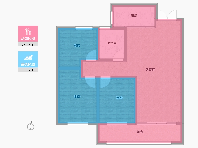 山东省-淄博市-鸿暻悦城-90.80-户型库-动静分区