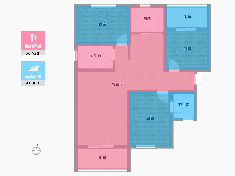 甘肃省-天水市-方大·皇城名府-86.37-户型库-动静分区